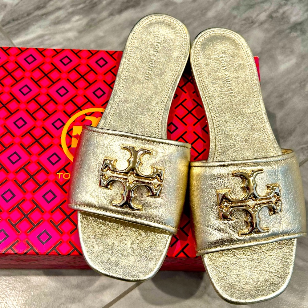 Tory Burch gold Eleanor slides